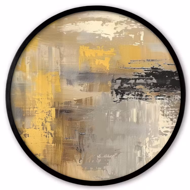 Abstract - Geel - Modern - Beige Fotolijst rond zonder passe partout klein -3d