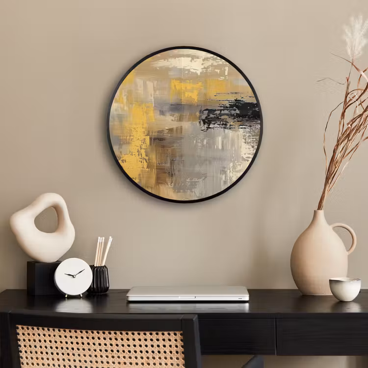 Abstract - Geel - Modern - Beige Fotolijst rond zonder passe partout klein -sfeer1
