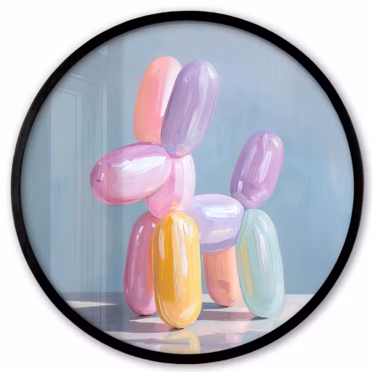 Dier - Ballon - Pasteltinten - Glanzend Fotolijst rond zonder passe partout klein -3d