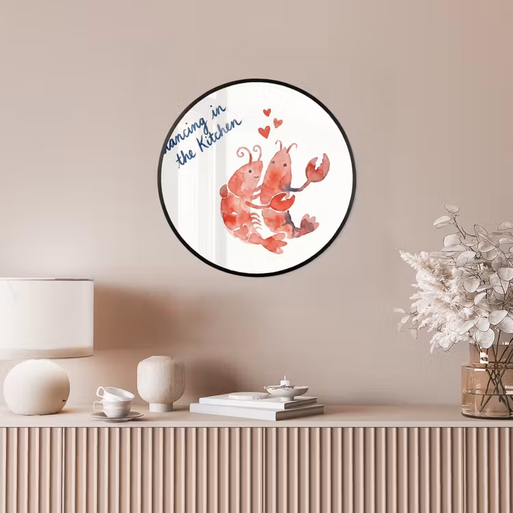 Dier - Dans - Liefde - Waterverf - Rood Fotolijst rond zonder passe partout klein -sfeer3