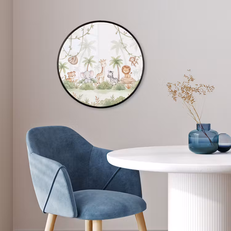 Dieren - Jungle - Pastel Fotolijst rond zonder passe partout klein -sfeer2