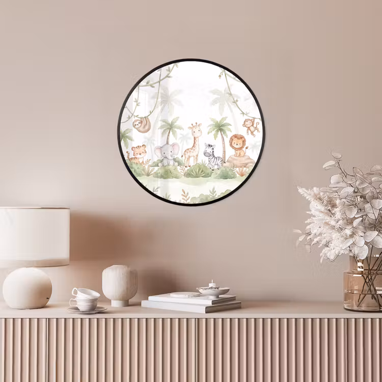 Dieren - Jungle - Pastel Fotolijst rond zonder passe partout klein -sfeer3
