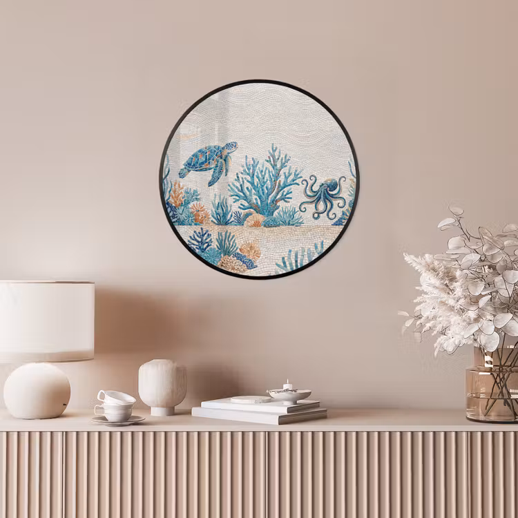 Dieren - Onderwater - Natuur - Mozaïek - Blauw Fotolijst rond zonder passe partout klein -sfeer3