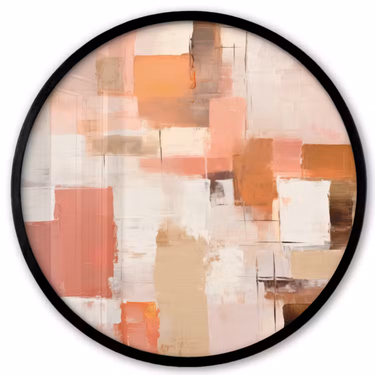 Kunst - Roze - Abstract Fotolijst rond zonder passe partout klein -3d