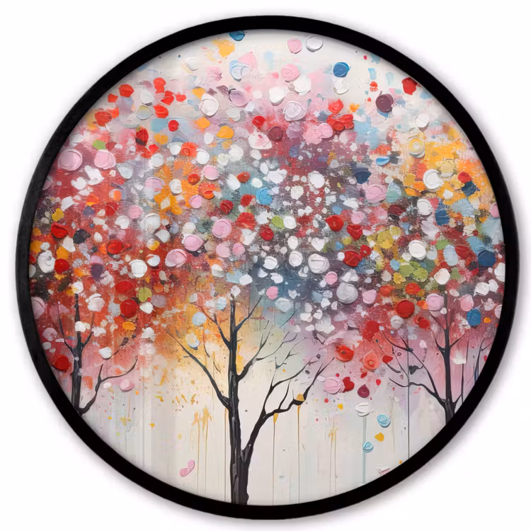 Kunst - Bomen - Natuur - Acryl Fotolijst rond zonder passe partout klein -3d