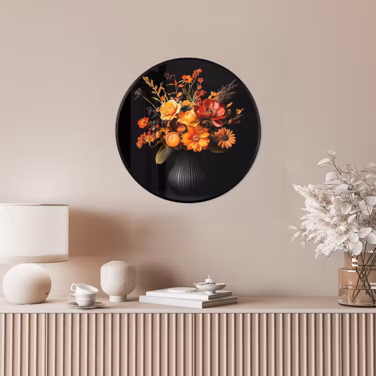 Herfst - Boeket - Oranje Fotolijst rond zonder passe partout klein -sfeer3