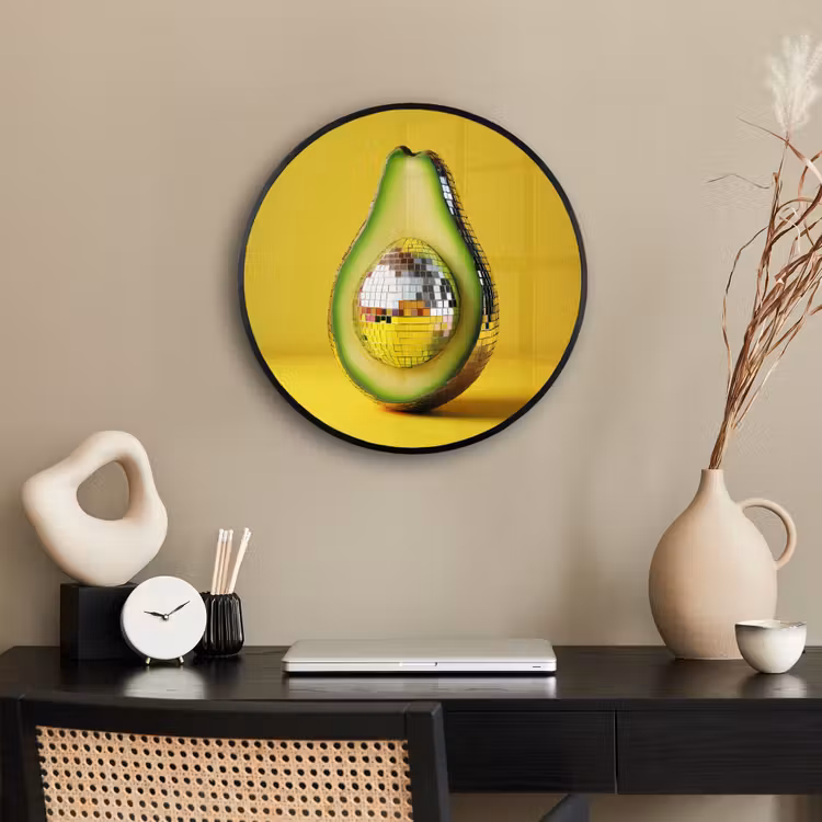 Avocado - Discobal - Geel - Glitter Fotolijst rond zonder passe partout klein -sfeer1