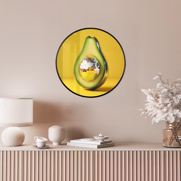 Avocado - Discobal - Geel - Glitter Fotolijst rond zonder passe partout klein -sfeer3