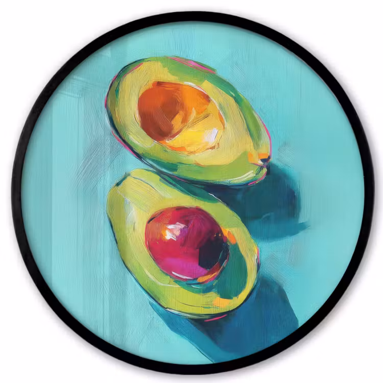 Avocado - Groen - Pit - Schaduw Fotolijst rond zonder passe partout klein -3d
