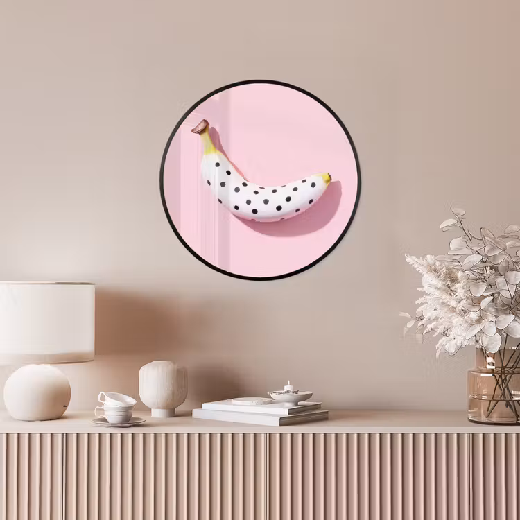 Banaan - Stippen - roze Fotolijst rond zonder passe partout klein -sfeer3