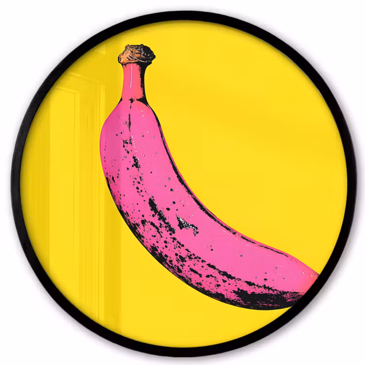 Banaan - Grafisch - Geel Fotolijst rond zonder passe partout klein -3d