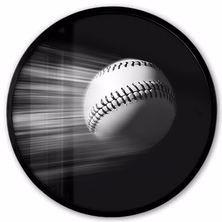 Honkbal - Wit - Vliegt Fotolijst rond zonder passe partout klein -3d