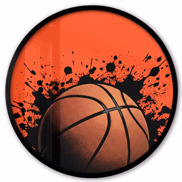 Basketbal - Verf - Sport - Oranje Fotolijst rond zonder passe partout klein -3d