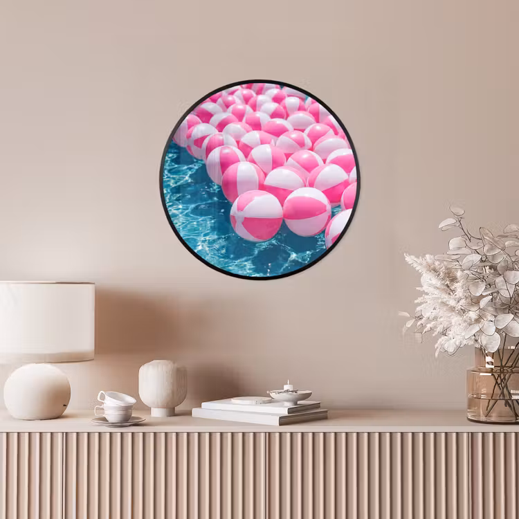 Strandballen - Roze - Water Fotolijst rond zonder passe partout klein -sfeer3