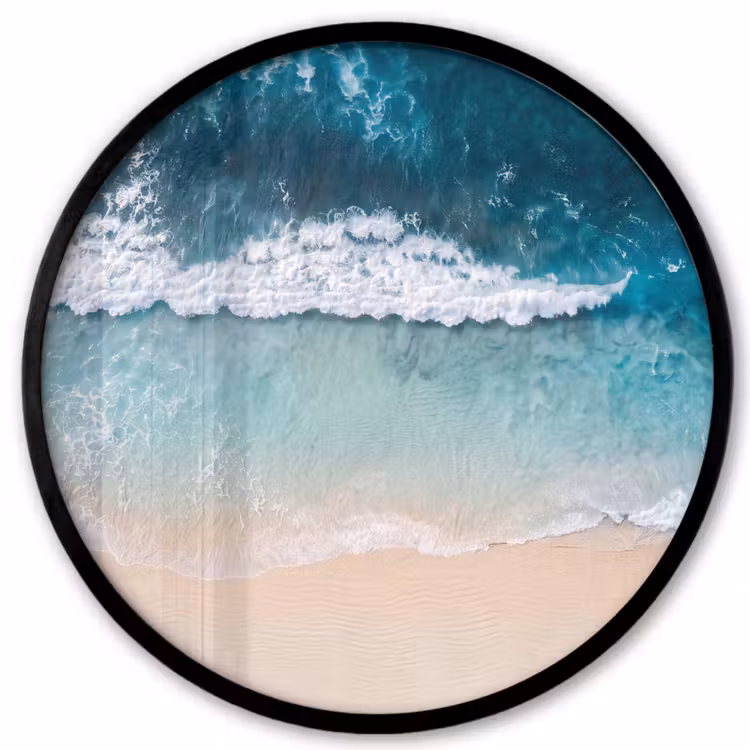 Strand - Zee - Golven - Natuur - Blauw Fotolijst rond zonder passe partout klein -3d