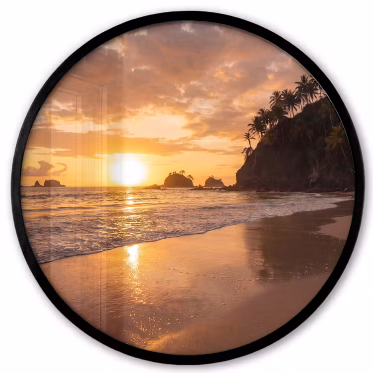 Strand - Zonsondergang - Natuur - Tropisch - Oranje Fotolijst rond zonder passe partout klein -3d
