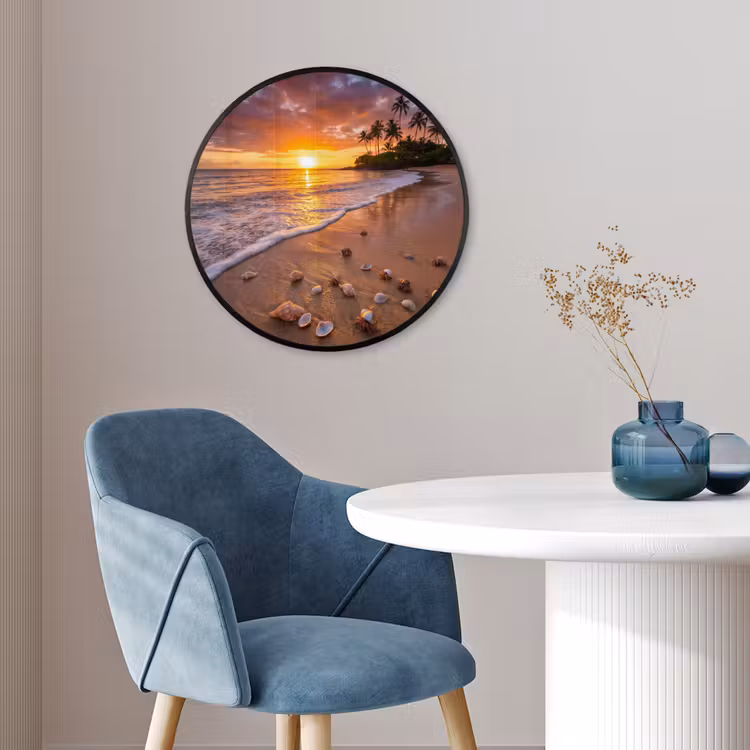 Strand - Zonsondergang - Palmbomen - Natuur - Oranje Fotolijst rond zonder passe partout klein -sfeer2