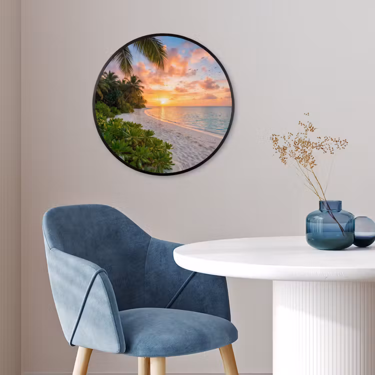 Strand - Zonsondergang - Palmbomen - Tropisch - Natuur Fotolijst rond zonder passe partout klein -sfeer2