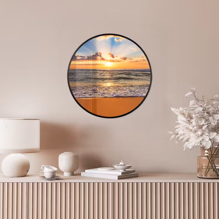 Strand - Zonsondergang - Zee - Wolken - Horizon Fotolijst rond zonder passe partout klein -sfeer3