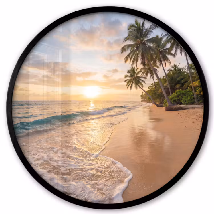 Strand - Zonsondergang - Tropisch - Natuur - Goud Fotolijst rond zonder passe partout klein -3d