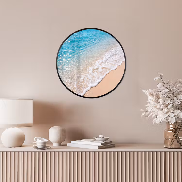 Strand - Water - Natuur - Blauw - Beige Fotolijst rond zonder passe partout klein -sfeer3
