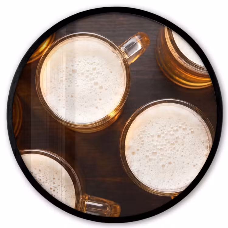 Bier - Glazen - Schuim - Hout - Drank Fotolijst rond zonder passe partout klein -3d