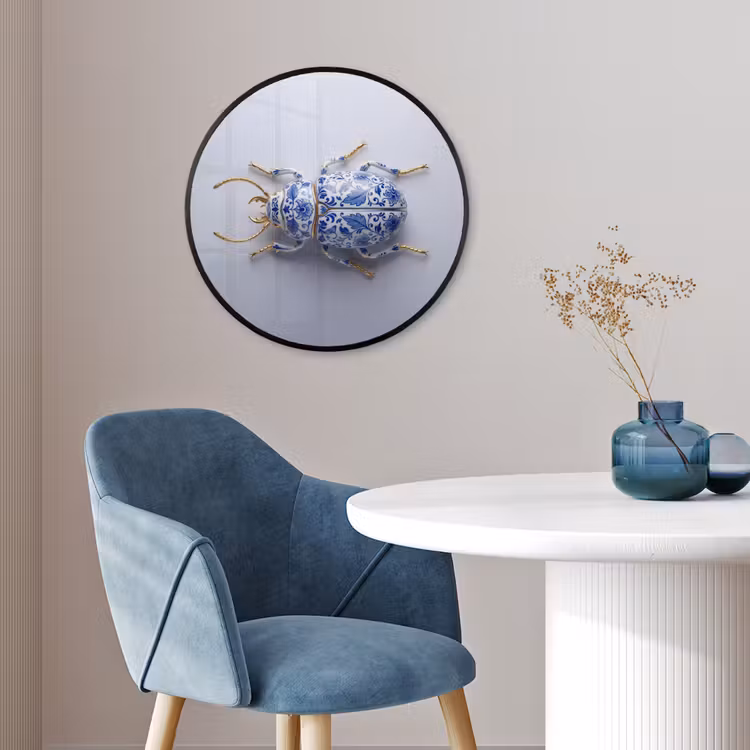 Kever - Delfts - Blauw - Goud Fotolijst rond zonder passe partout klein -sfeer2