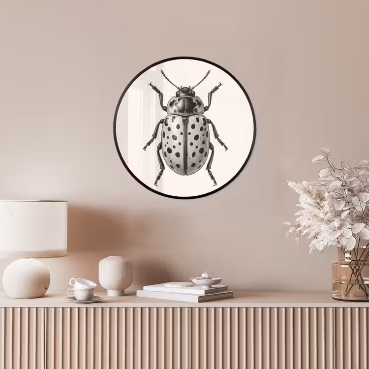 Kever - Insect - Vintage Fotolijst rond zonder passe partout klein -sfeer3