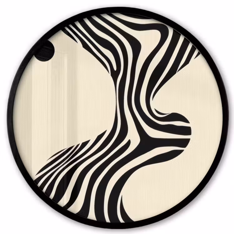 Beige - Lijnen - Golvend - Abstract Fotolijst rond zonder passe partout klein -3d