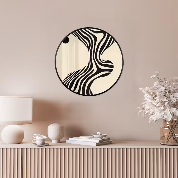 Beige - Lijnen - Golvend - Abstract Fotolijst rond zonder passe partout klein -sfeer3