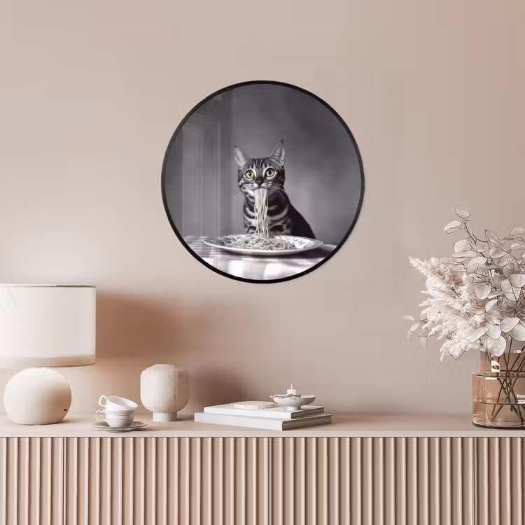 Bengaal - Kat - Tafelkleed - Zwart - Wit - Dier Fotolijst rond zonder passe partout klein -sfeer3