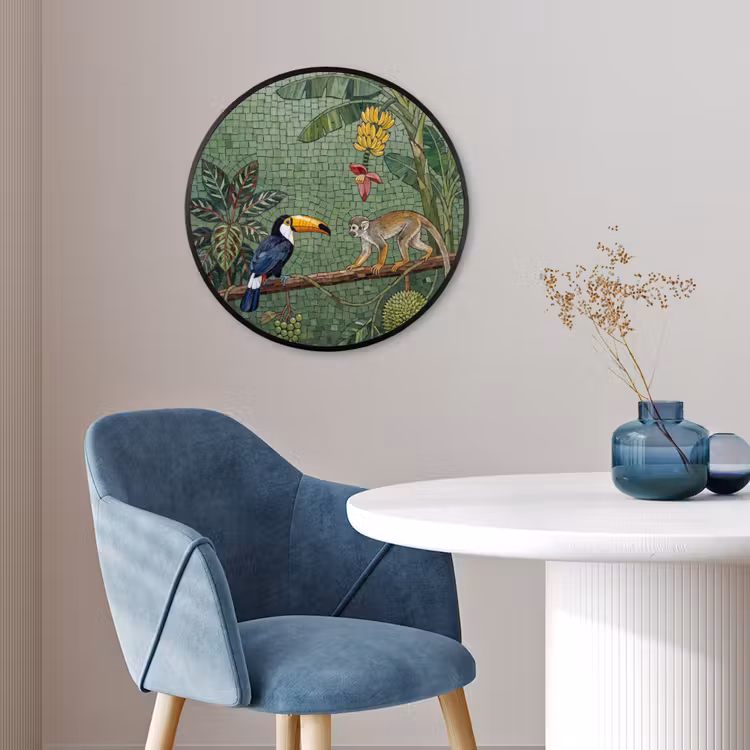 Vogel - Dier - Jungle - Mozaïek - Natuur Fotolijst rond zonder passe partout klein -sfeer2