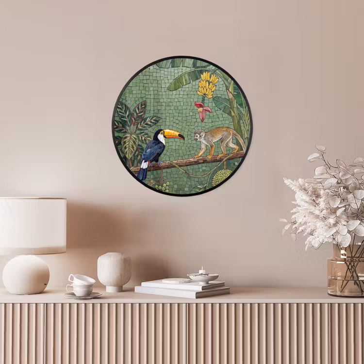 Vogel - Dier - Jungle - Mozaïek - Natuur Fotolijst rond zonder passe partout klein -sfeer3