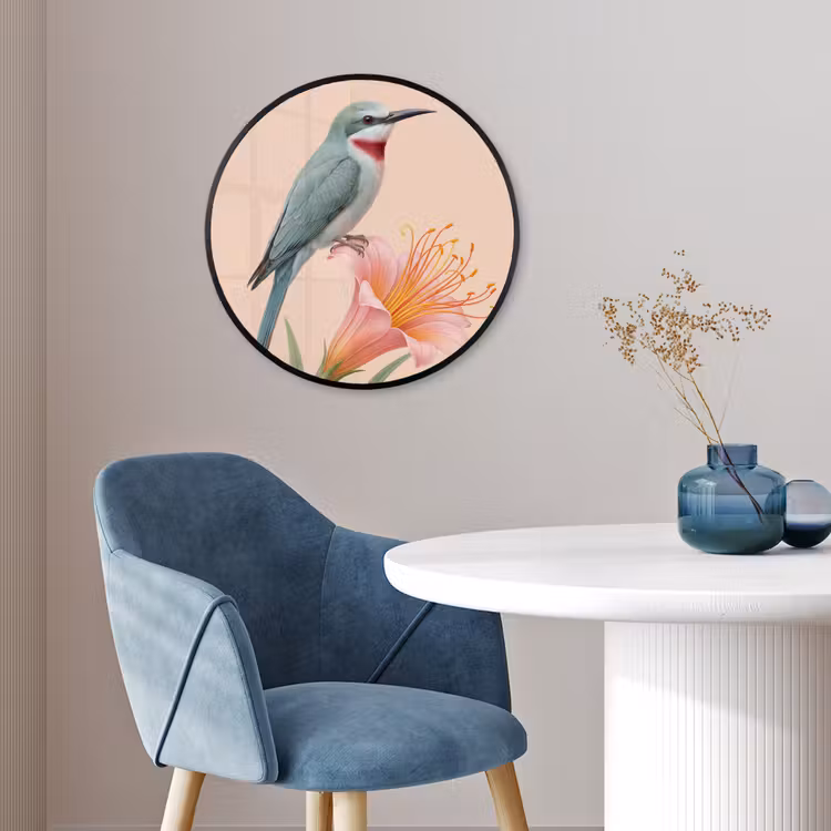 Vogel - Bloem - Natuur - Roze Fotolijst rond zonder passe partout klein -sfeer2