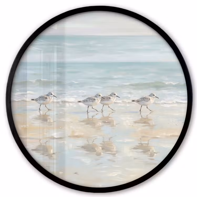 Vogels - Strand - Zee Fotolijst rond zonder passe partout klein -3d