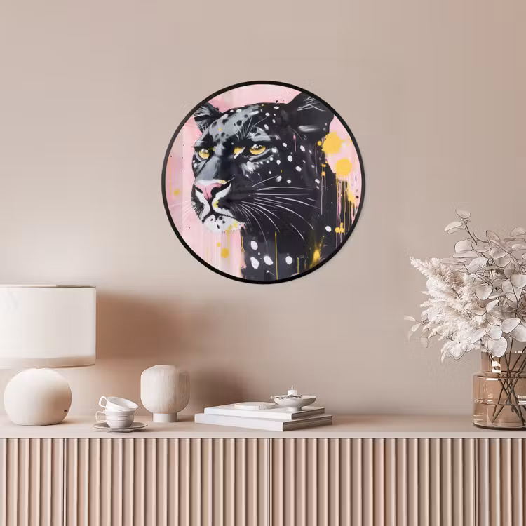 Zwart - Panter - Roze - Abstract Fotolijst rond zonder passe partout klein -sfeer3