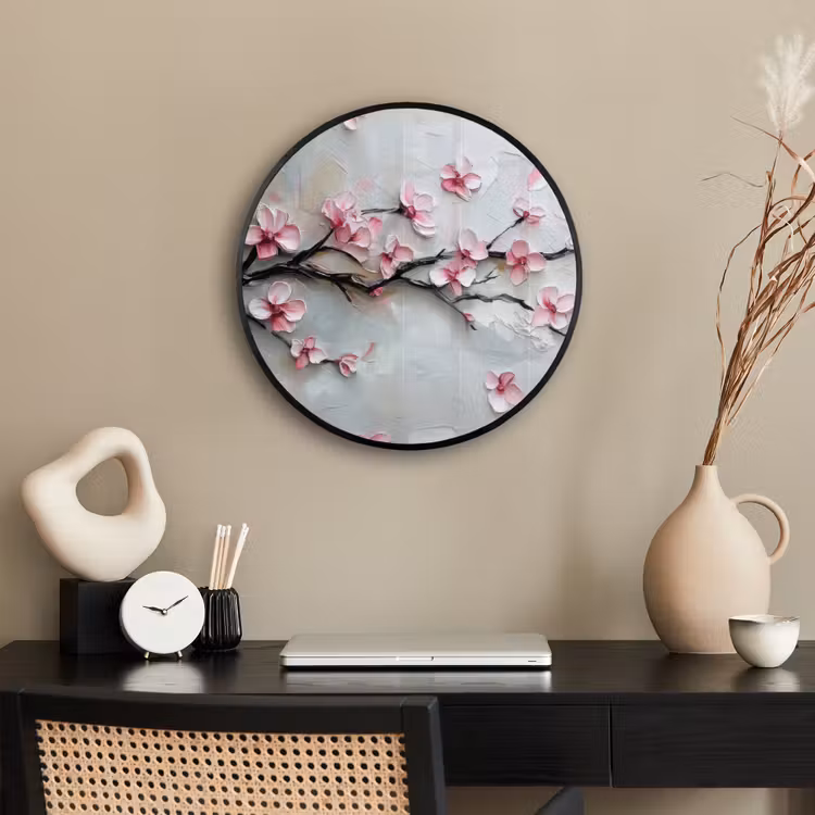Bloesem - Kunstzinnig - Roze - Sakura Fotolijst rond zonder passe partout klein -sfeer1