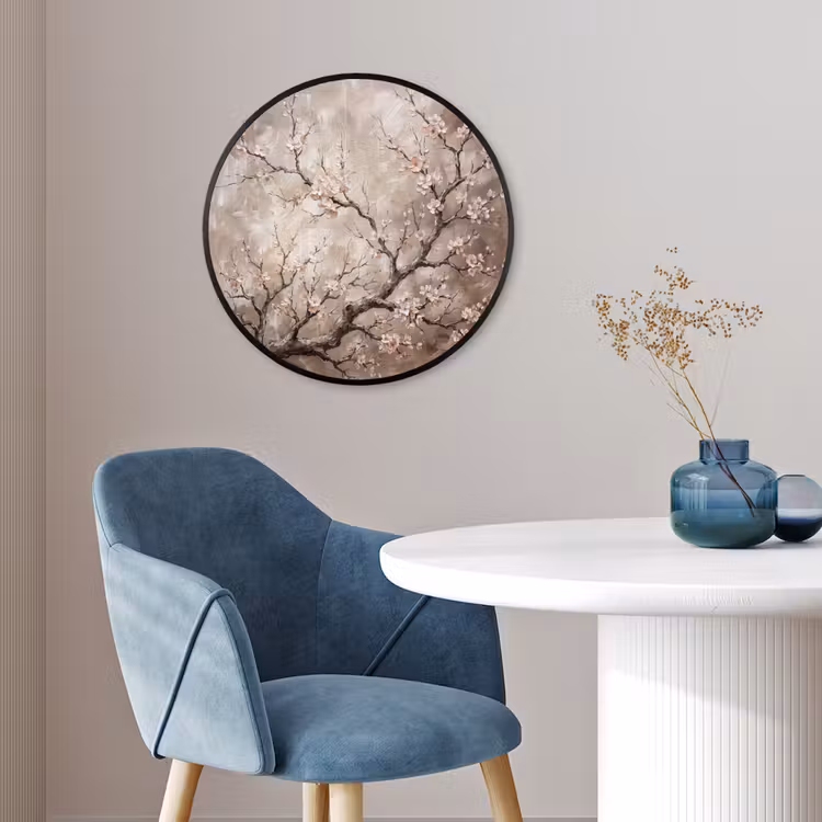 Bloesem - Takken - Schilderij - Beige - Serene Fotolijst rond zonder passe partout klein -sfeer2