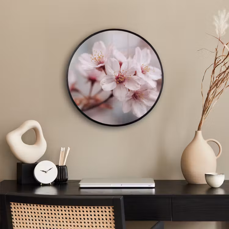 Bloesems - Meeldraden - Geel - Wazig Fotolijst rond zonder passe partout klein -sfeer1