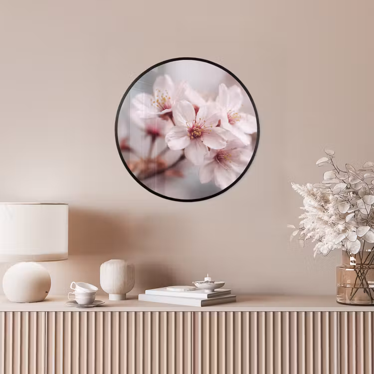 Bloesems - Meeldraden - Geel - Wazig Fotolijst rond zonder passe partout klein -sfeer3