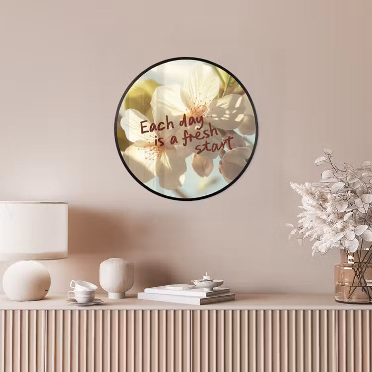 Bloesems - Zonlicht - Quote - Wit Fotolijst rond zonder passe partout klein -sfeer3