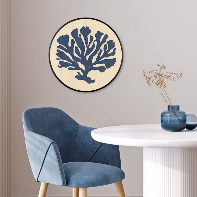 Blauw koraal - Vertakkingen - Beige Fotolijst rond zonder passe partout klein -sfeer2