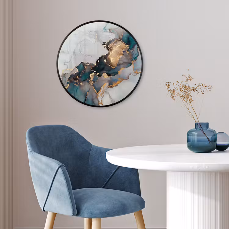 Blauw - Marmer - Goud Fotolijst rond zonder passe partout klein -sfeer2