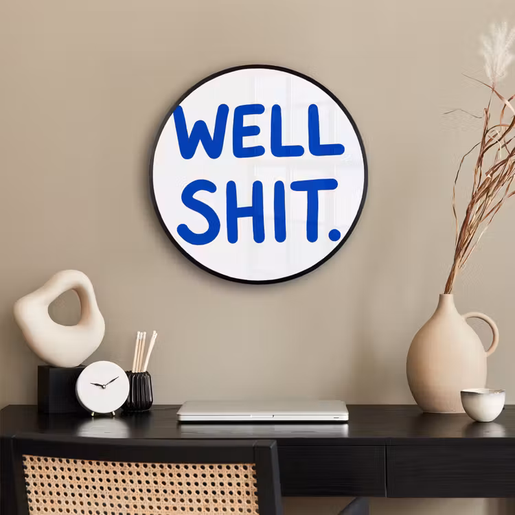 Blauw - Quote - Wit Fotolijst rond zonder passe partout klein -sfeer1