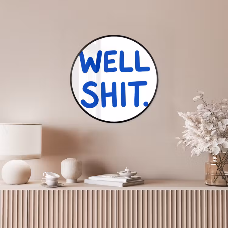 Blauw - Quote - Wit Fotolijst rond zonder passe partout klein -sfeer3