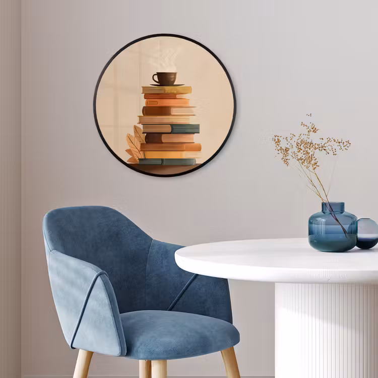 Boeken - Toren - Koffie - Beige Fotolijst rond zonder passe partout klein -sfeer2