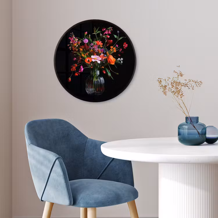 Boeket - Veldbloemen - Vaas Fotolijst rond zonder passe partout klein -sfeer2