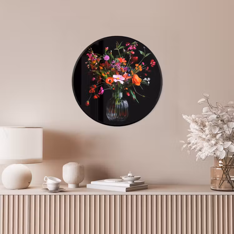Boeket - Veldbloemen - Vaas Fotolijst rond zonder passe partout klein -sfeer3