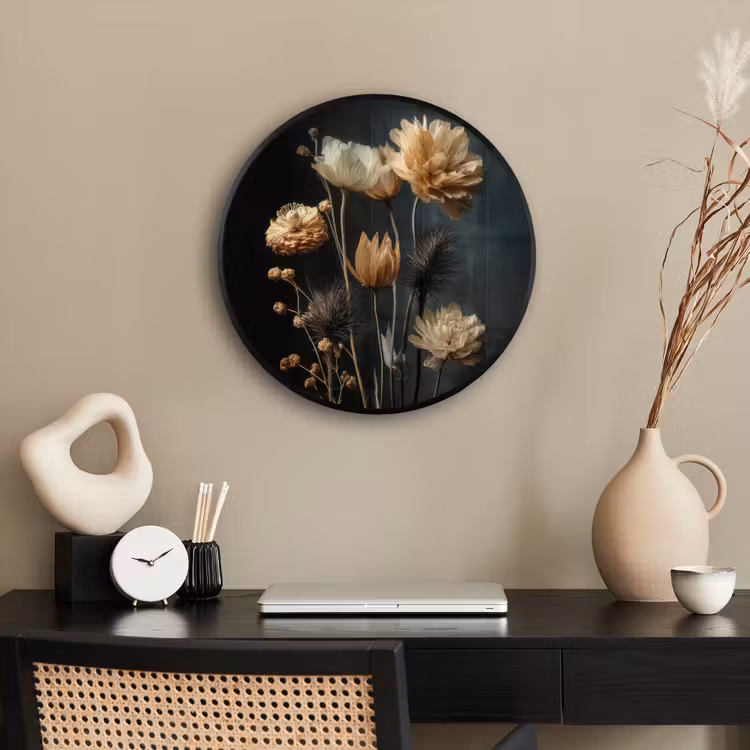 Boeket - Bloemen - Licht - Zwart Fotolijst rond zonder passe partout klein -sfeer1