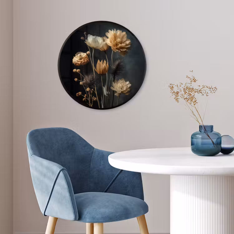 Boeket - Bloemen - Licht - Zwart Fotolijst rond zonder passe partout klein -sfeer2